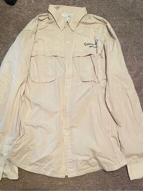 Tan Button-Down Casual Men's Shirt
